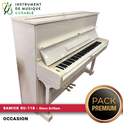 Piano SAMICK modèle SU118SP Blanc Brillant - Piano droit OCCASION